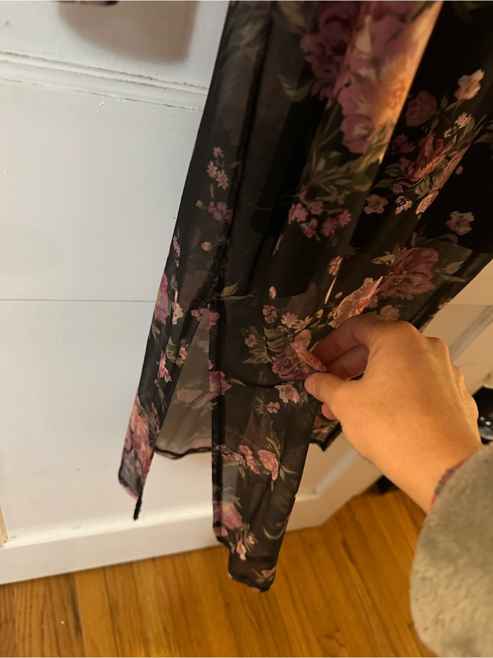 Floral Mesh Long Sleeve Midi Dress - Picture 3 of 4